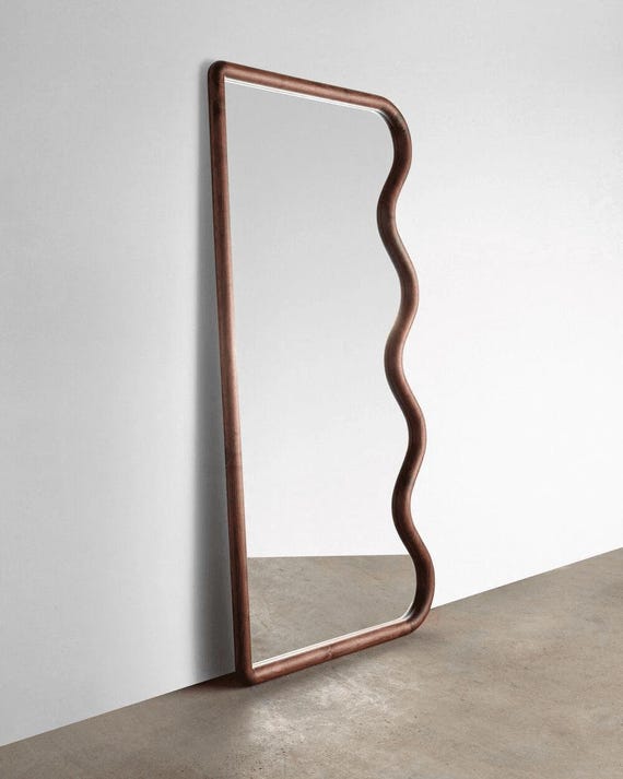 Aesthetic Oversized Mirror, Chic Frame, Wavy Design, Bedroom, Living Room, Minimalist Decoration, Standing Mirror, Living Room Furniture - Image 6
