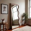 Aesthetic Oversized Mirror, Chic Frame, Wavy Design, Bedroom, Living Room, Minimalist Decoration, Standing Mirror, Living Room Furniture