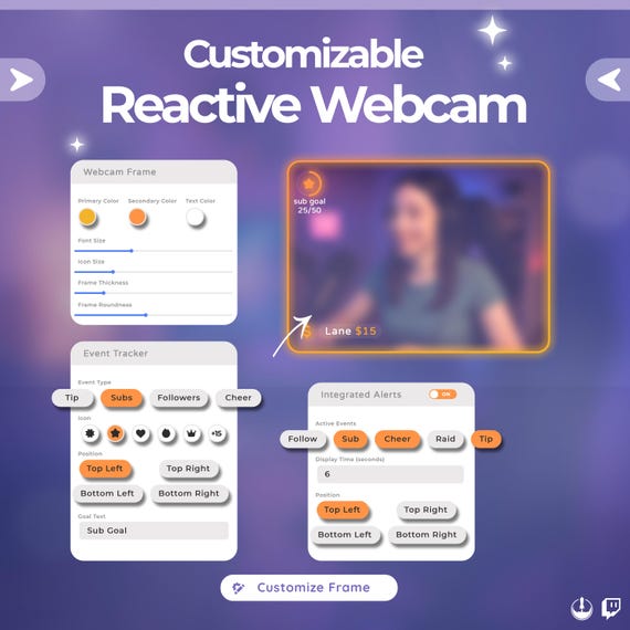 Reactive Twitch Webcam Overlay โ Minimalist Design with Alerts & Goal Tracker - Image 3