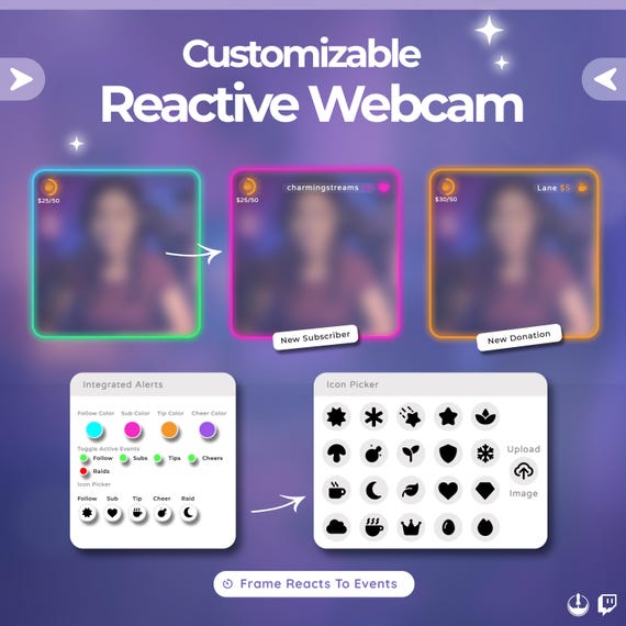 Reactive Twitch Webcam Overlay โ Minimalist Design with Alerts & Goal Tracker - Image 4