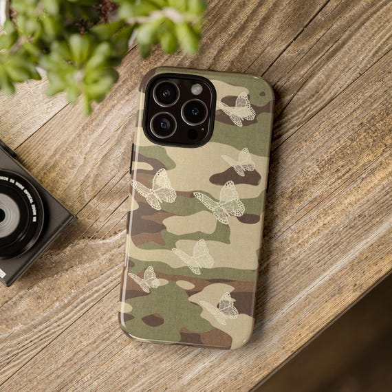 Camouflage Butterfly Phone Case, Lace Butterfly iPhone Cover, Neutral Camo Samsung Case, Pixel Butterfly Camo Case, Feminine Camo Gift - Image 10