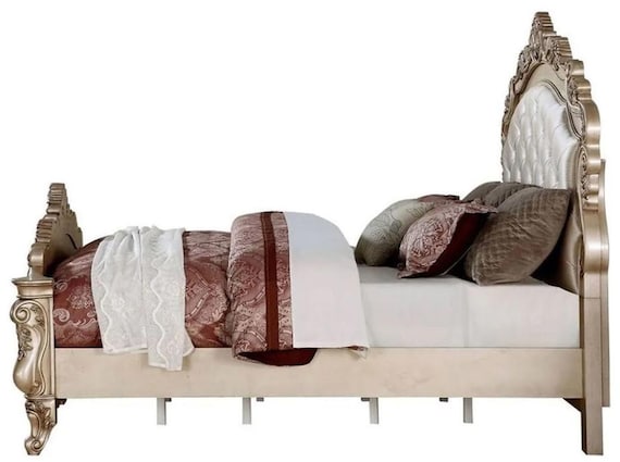 Luxury Classic Bedroom Set with Gold Leaf Hand Carving – Full Set Bed Frame, Nightstands & Dresser - Image 4