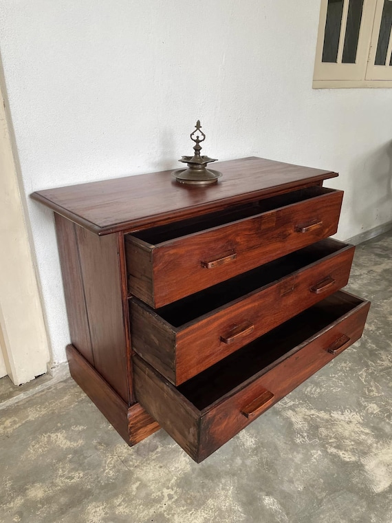 Vintage Jak Wood Chest of Drawers: Rustic Farmhouse Bedroom Storage