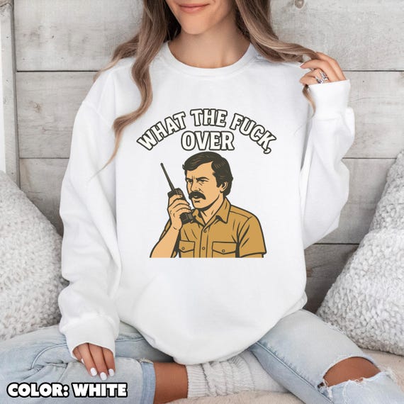 What the Fuck Over Funny Sweatshirt, Retro Walkie Talkie Graphic Pullover, Sarcastic Unisex Crewneck, Vintage 70s Style Confusion Gift - Image 3