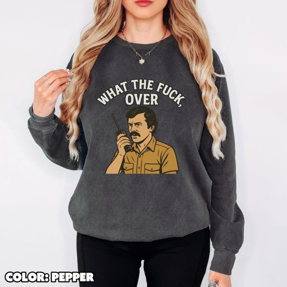 What the Fuck Over Funny Sweatshirt, Retro Walkie Talkie Graphic Pullover, Sarcastic Unisex Crewneck, Vintage 70s Style Confusion Gift - Image 4
