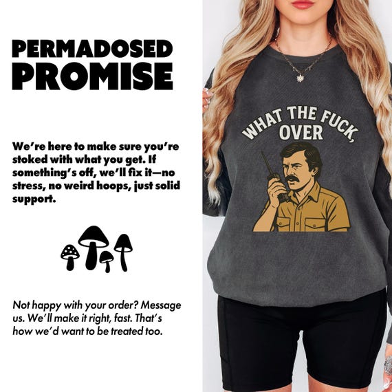 What the Fuck Over Funny Sweatshirt, Retro Walkie Talkie Graphic Pullover, Sarcastic Unisex Crewneck, Vintage 70s Style Confusion Gift - Image 9