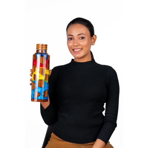 Insulated Water Bottle Leak-Proof, for Sports, Travel, office and School Epoxy resin bottle - Image 4