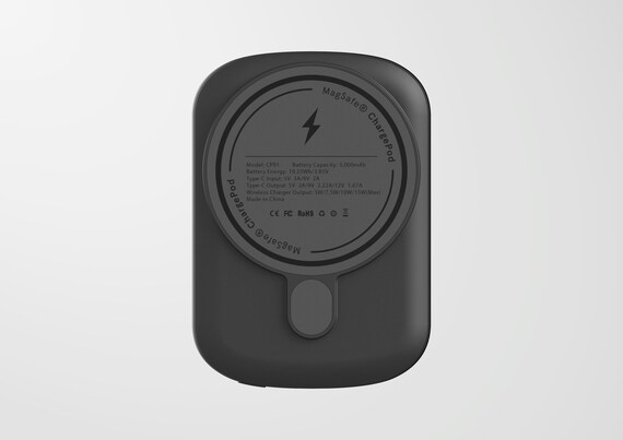 Coral Striped MagSafe Power Bank: 5000 mAh Portable Charger - Image 3