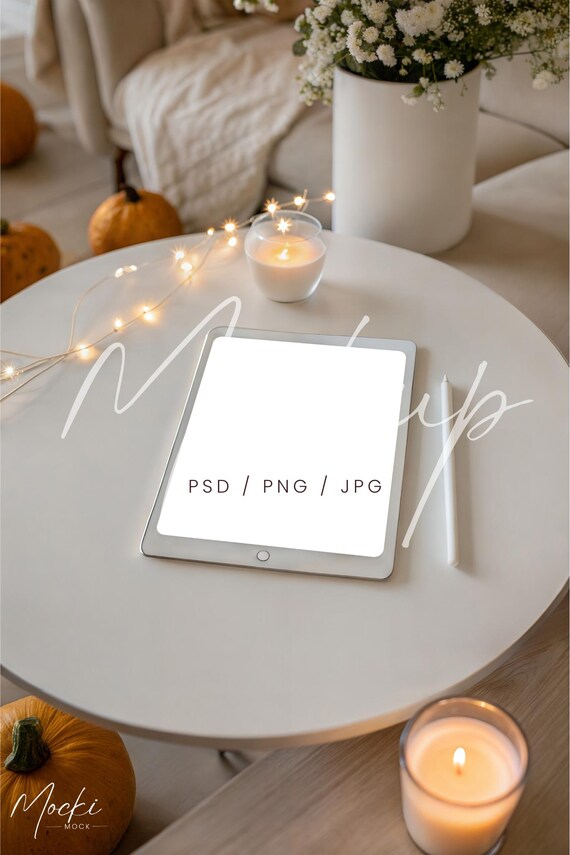 Fall iPad Screen Mockup, Blank iPad Mockup, Tablet Screen Mockup, Autumn Apple Device Mockup, E-book Mockup, Web Design Branding Mockup