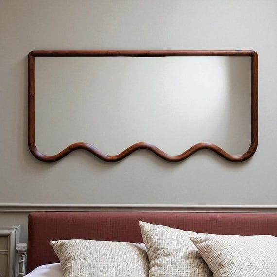 Aesthetic Oversized Mirror, Chic Frame, Wavy Design, Bedroom, Living Room, Minimalist Decoration, Standing Mirror, Living Room Furniture - Image 3