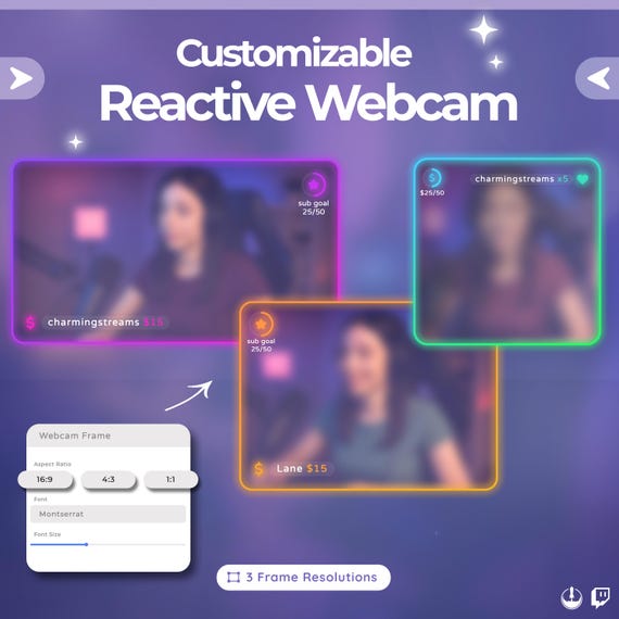 Reactive Twitch Webcam Overlay โ Minimalist Design with Alerts & Goal Tracker - Image 2