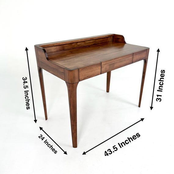 Premium Handcrafted Desk Table, Mid-century Home Office Desk in Solid Walnut Wood with Rounded Design, Office Furniture - Image 5