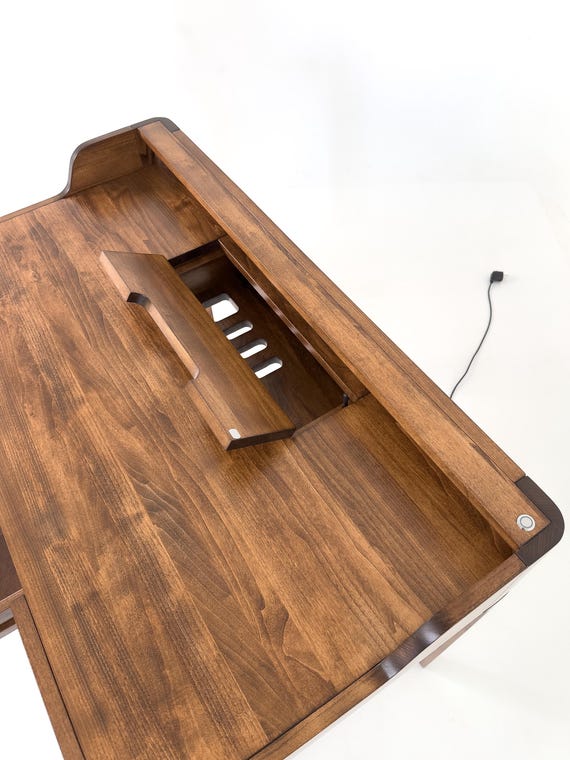 Premium Handcrafted Desk Table, Mid-century Home Office Desk in Solid Walnut Wood with Rounded Design, Office Furniture - Image 10