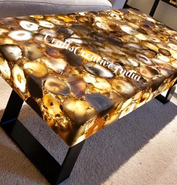 Agate Light Dining Table Top Handmade – Customizable Hallway Furniture Masterpiece - Image 4