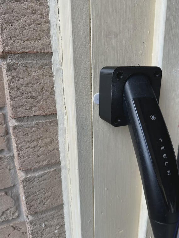 Tesla Wall Charger - Plug Holder - Made using Solar Power and Sustainable Materials for a Greener Tomorrow