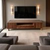 Handcrafted Walnut Wood TV Unit: Rustic Media Console & Storage Handcrafted Walnut Wood TV Unit: Rustic Media Console & Storage