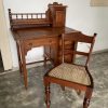 Vintage Burma Teak Writing Table & Chair Set: Mid-Century Modern Desk Vintage Burma Teak Writing Table & Chair Set: Mid-Century Modern Desk