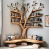 Rustic Tree Branch Floating Corner Shelf with L-Shaped Bench,Handmade Driftwood Wall Shelf Seating,Multi-Functional Home Storage(80"Hx16"D) Rustic Tree Branch Floating Corner Shelf with L-Shaped Bench,Handmade Driftwood Wall Shelf Seating,Multi-Functional Home Storage(80"Hx16"D)