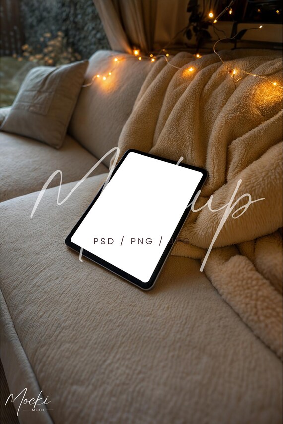 iPad Screen Mockup, Digital Planner Mockup, Cozy Tablet Screen Mockup, Web Design Branding Mockup, Editable Blank E-book Mockup