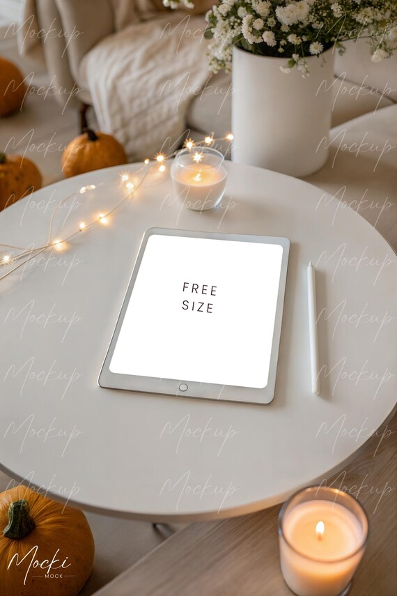 Fall iPad Screen Mockup, Blank iPad Mockup, Tablet Screen Mockup, Autumn Apple Device Mockup, E-book Mockup, Web Design Branding Mockup - Image 2