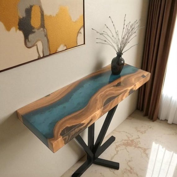 Handmade Wooden Epoxy Entryway Table: Custom Living Room Furniture - Image 2