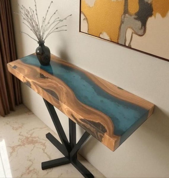 Handmade Wooden Epoxy Entryway Table: Custom Living Room Furniture - Image 3